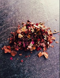 a pile of dried leaves on a table
