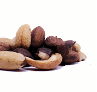 a pile of nuts on a white background