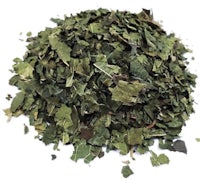 a pile of leaves on a white background