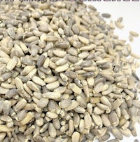 a pile of sunflower seeds on a white background