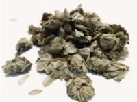 a pile of dried hops on a white background