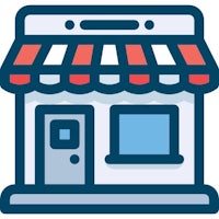an icon of a shop with a red awning