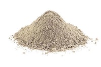 a pile of grey powder on a white background
