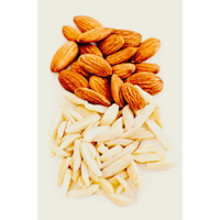 almonds and almonds on a white background