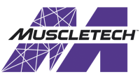 the muscletech logo on a black background