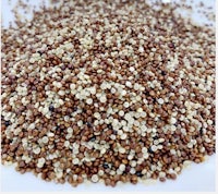 a pile of quinoa seeds on a white plate