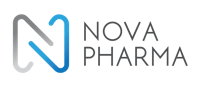 nova pharma logo on a black background