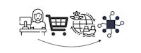 a cartoon of a man and a woman with a shopping cart