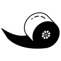 a black and white icon of a roll of toilet paper