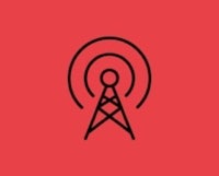 an image of a radio tower on a red background