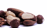 a pile of nuts on a white background